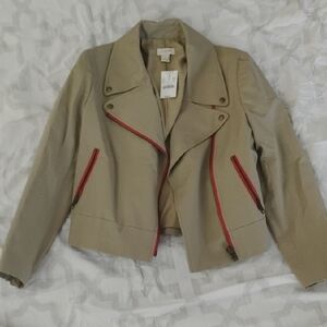 J. CREW  Moto Jacket with Red Trim SIZE 4 NWT